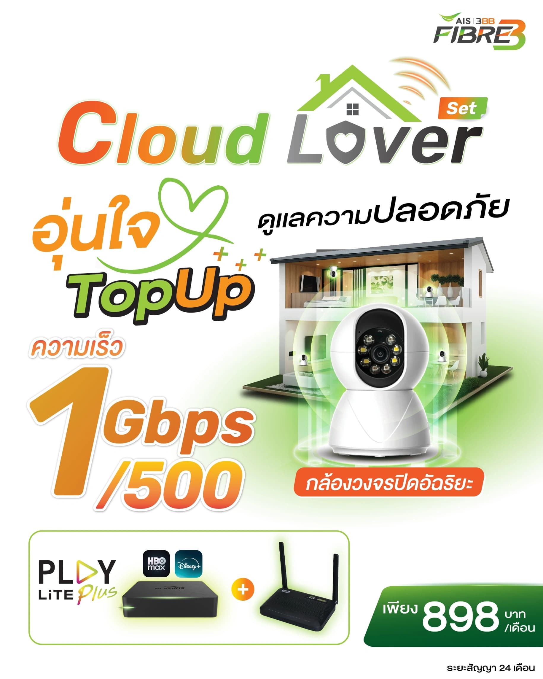 Cloud Lover PlayLite - แพ็กเกจเน็ตบ้าน AIS 3BB Fibre3